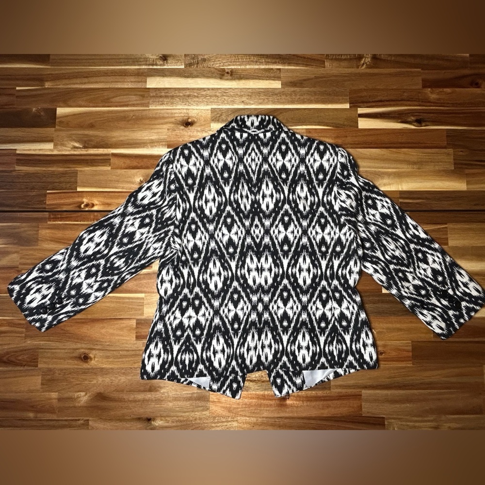 Talbots Black White Abstract Patterned Jacket Bla… - image 3